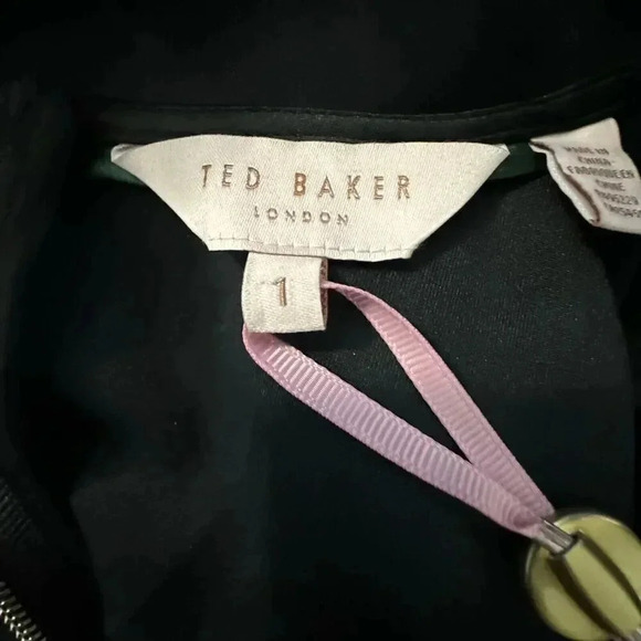 TED BAKER black LUUCIEE Neoprene Ruffle Trim skater dress size 1 US 4 NEW NWT - Picture 8 of 14